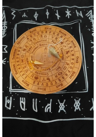 Pandül Sarkaç Tahtası Türkçe Ahşap Sarkaç Örtüsü Pirinç Pandül Doğal Taş Sarkaç Ritüel Set