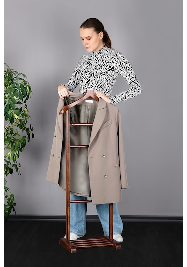 Tek Tepeli Dilsiz Uşak Koyu Kahverengi Masif Ahşap Palto Ceket Kahverengi