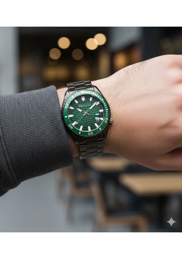 Ferrucci Erkek Kol Saati Siyah Renk, Yeşil Kadran - Fc03229tm.04, 2 Yıl Garantili Siyah