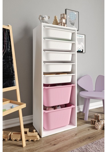 %100 Mdf - Xl Mono 7 Sepetli Oyuncak Dolabı Pembe