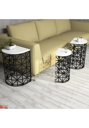 Variant Stil 3 Lü Zigon Sehpa - Beyaz