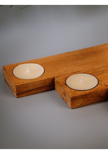 Ahşap Mum Tutucu Set