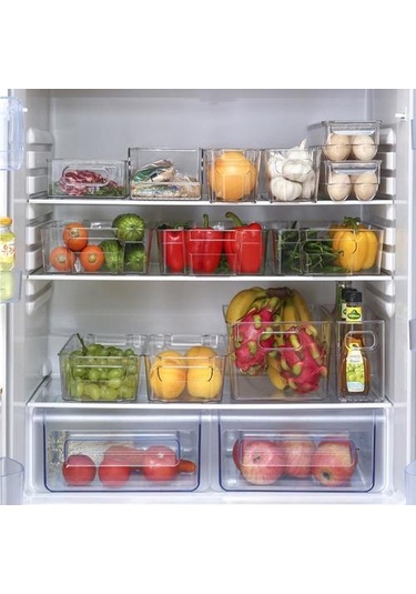 4 Adet Temizle Kiler Buzdolabı Organizatör Kovaları Ev Plastik Gıda Depolama Raf Sepet Kutusu Mutfak Tezgahları Kabinler Araçları Raflar Ve Amp Tutucular 3 Adet Gümüş Toka