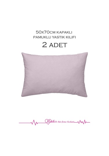 2 Adet Lüks Pamuklu Yastık Kılıfı 50x70 Kapaklı Model, Pamuklu Yastık Kılıfı Lila