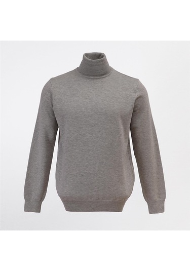 Erkek Şardonsuz Uzun Kol İnce Kazak - 180539 - Toprak Toprak