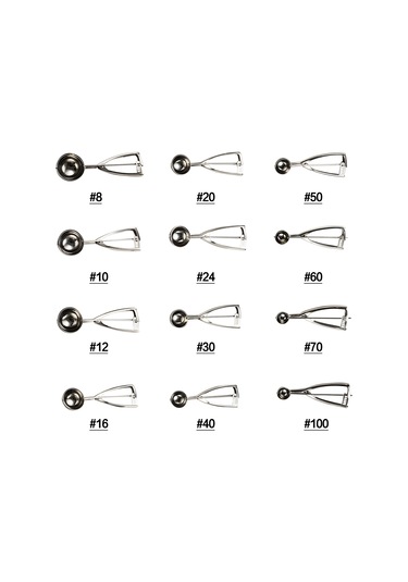 Geeroyoo "304 Paslanmaz Çelik Dondurma Kaşığı - 12 Boyut, Ergonomik Tetik, Mükemmel Yuvarlak Top Şekillendirme" Diğer