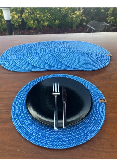 6 Lı Yuvarlak Supla Takımı Kolay Temizlenebilir, Modern Sofralar İçin Lacivert