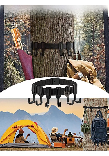 Yunboo Doğa Kampı Ağaç Kanca Seti - 1.5m Asker Yeşili Örgü Kayış + 10 Adet Dayanıklı Kanca - Kolay Kurulum Outdoor Çanta Aletleri Asma Gereci Haki