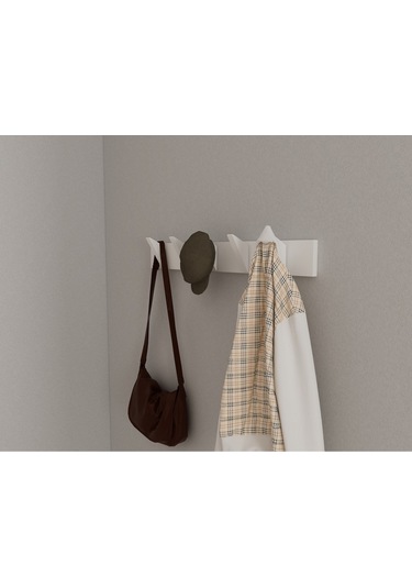 Hepsi3boyutlu Modern Duvar & Kapı Kanca Askılık - 5 Adet Beyaz Kanca Askılık - Model No : 5 Beyaz