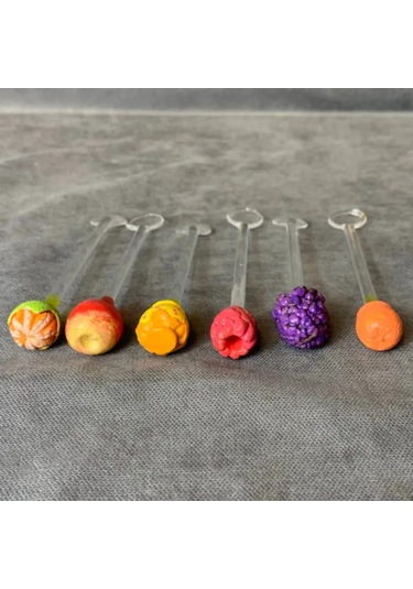 Uretti - Pınar 2572 - El Yapımı Özel Tasarım 6'lı Set Cam Çay Kaşığı Şeffaf