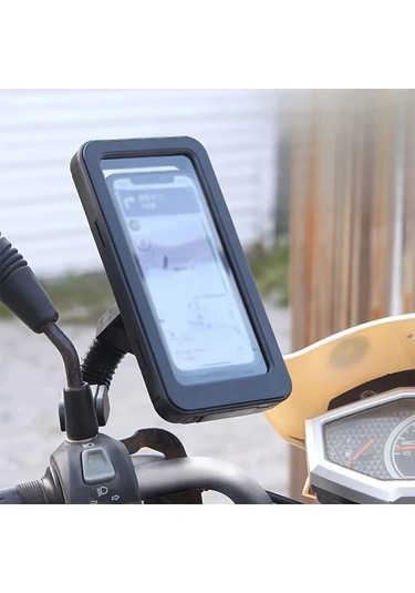 Xuweiwei 1 Adet Siyah Evrensel Su Gecirmez Motosiklet Elektrikli Bisiklet Telefon Tutucu 360 Derece Doner Tum Telefonlara Uygun Siyah