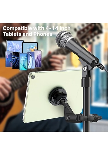 Xuweiwei Siyah Mikrofonlu Manyetik Tablet Ve Telefon Tutucu Canlı Yayın Standı 4-14 İnç Cihazlar İçin