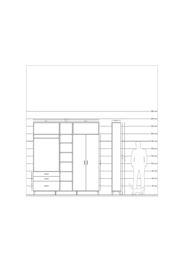 Arges Dolap 10 Raflı 3 Çekmeceli 2 Askılı 220x30x243 Çam-çam/çam Atlas Çam/atlas Çam