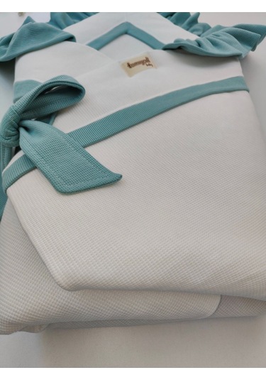 Bebek Battaniyesi Kundağı %100 Pamuklu İnci Waffle Kumaş Yenidoğan Hastane Çıkışı Hediyelik Örtü Yeşil