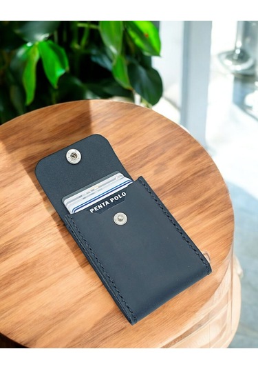 Cronder Hakiki Deri Dik Model Kutu Kartlık Siyah