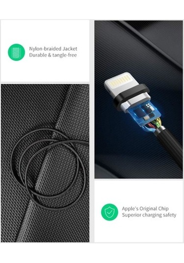 Ugreen Lightning Apple Uyumlu iPhone  Örgülü Data Ve Şarj Kablosu Beyaz