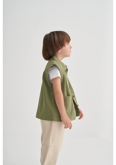 Cigit Gabardin Yelek 2-7 Yaş Olive Olive