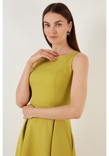 Lela Bayan Elbise 6051963 Yağyeşili Yeşil