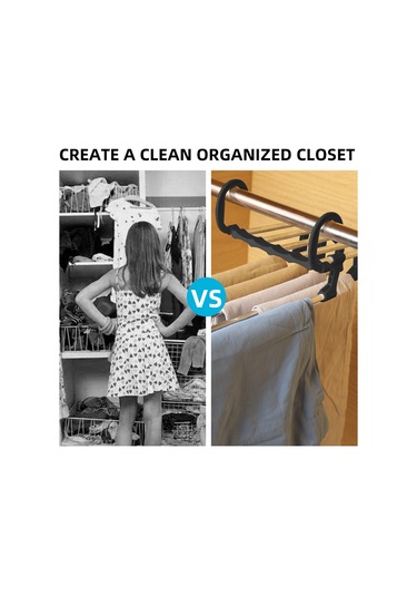 Hangfox Stainless Çelik Kaydırmalı Pantolon Asıcı, 5 Katlı Genişletilebilir, Kayma Engellli, Dolap Taşınması Kolay, Siyah 2 Adet Siyah