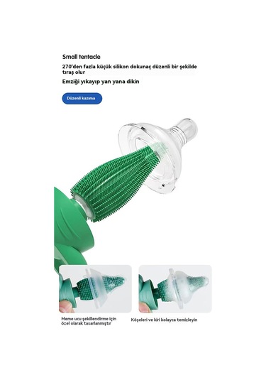 Biberon Fırçası Temizleme Fırçası Yenidoğan Bebek Özel Emzik Saman Fırçası Silikon