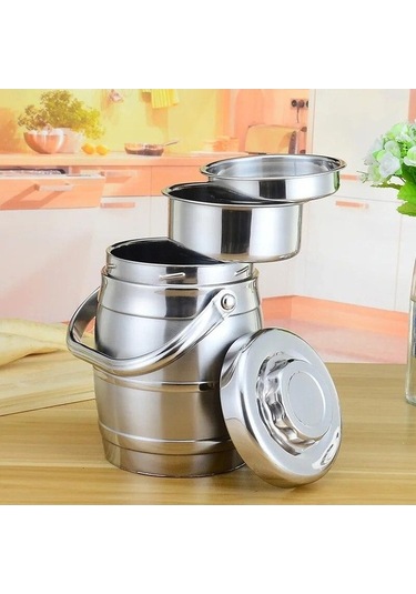 Novahub Çift Katmanlı Vakum Kutu, 2.4l Piknik Tencere, Paslanmaz Çelik, Isı Yalıtım, Gümüş Renk Gümüş