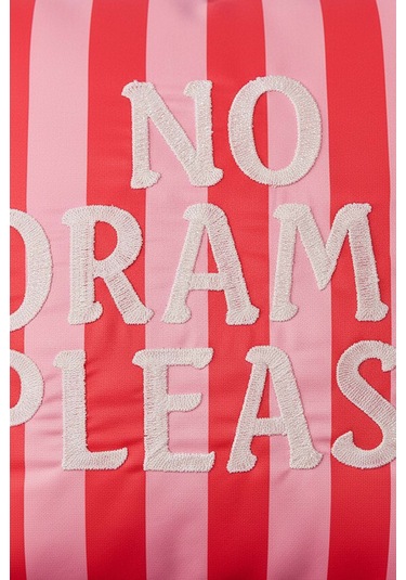 No Drama Please Nakışlı Dekoratif Kırlent Kılıfı Pembe