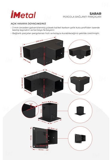 Sarar Duvardan İki Bölümlü Hazır Ahşap Pergola Seti Ahşap Dahil