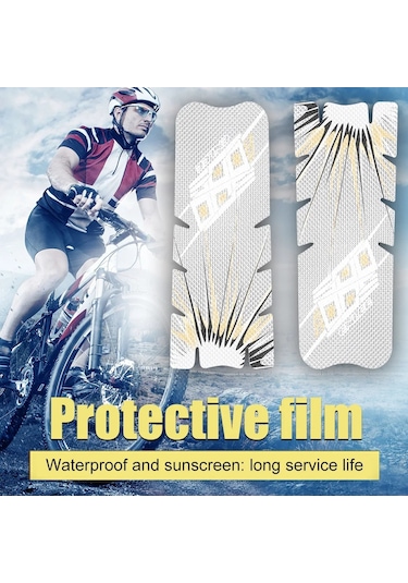 Flaş Desen-bisiklet Krank Koruyucu Yapışkan Film Anti-çarpışma Dağ Bisikleti Krank Koruyucu Film Kapak Bisiklet Parçaları Aksesuarları Beyaz