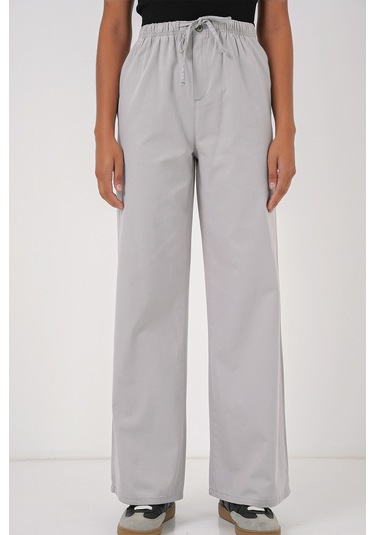 Bigdart 6690 Kadın Bol Paça Yüksek Bel Pantolon - Gri