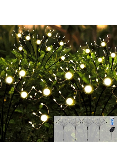 Yunboo Güneş Enerjili 8 Ayağlı Atkı Işığı - 2 Adet, Islak Beyaz Işık, 8-12 Saat Çalışma Süresi, Toplam Yükseklik 37cm, Abs Malzeme