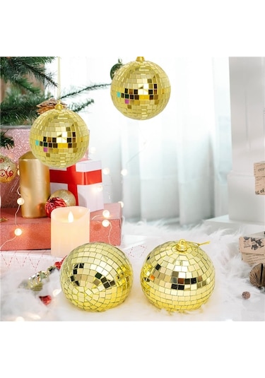 Disco Topu Aynalı Gold 8 Cm 3 Lü