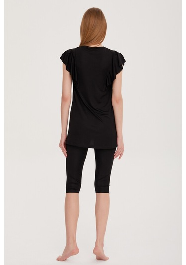 Remsa Fırfır Volan Detaylı Yarı Kapalı Mayo 2150 Hilal Siyah