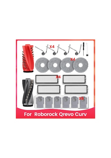 Sointeresting Roborock Qrevo Curv Robot Süpürge Yedek Parçaları Ana Yan Fırça Hepa Filtre Paspas Bezi Toz Torbaları