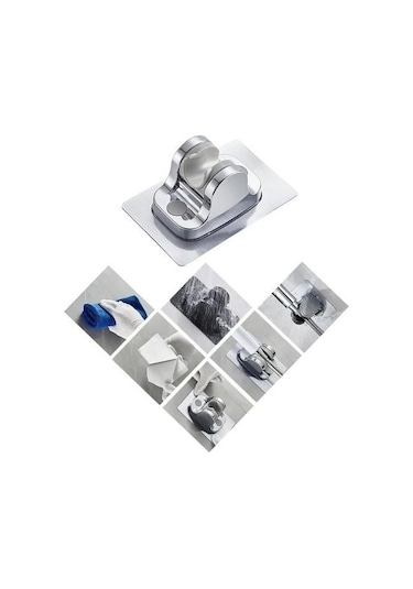 Berev Yapışkanlı Duş Başlığı Askısı Mafsal Gri Krom