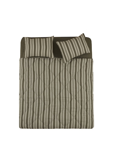 Karacahome Sarah Anderson Barlet Çift Kişilik Comfort Set Çizgili Yeşil