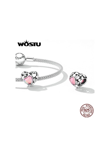 Wostu 925 Ayar Gümüş Yaratıcı Hollow Kalpler Charm Boncuklu Sarkık Kadın Fit Dıy Bilezik Bileklik Takı Hediyeler, Maden Ayarı: 925 Ayar