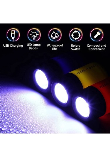 Dongjing Usb Şarj Edilebilir Led Çok Fonksiyonlu Güçlü Işık Cep Siyah