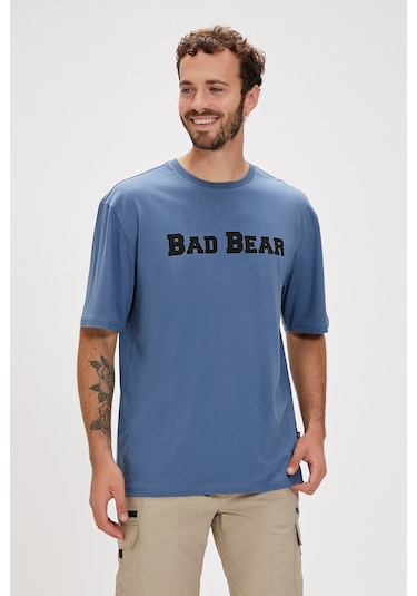 Bad Bear Title Element Mavi Logo Baskılı Basic Erkek Tişört-koyu Mavi Koyu Mavi