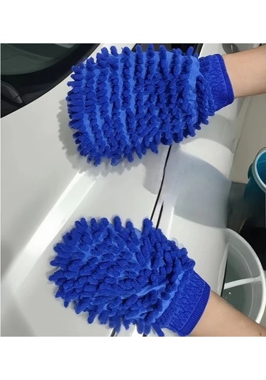 Elmpaly 3 Adet Çift Taraflı Puşet Chenier Oto Yıkama Eldiveni, Ev Ve Araç Temizlik Seti