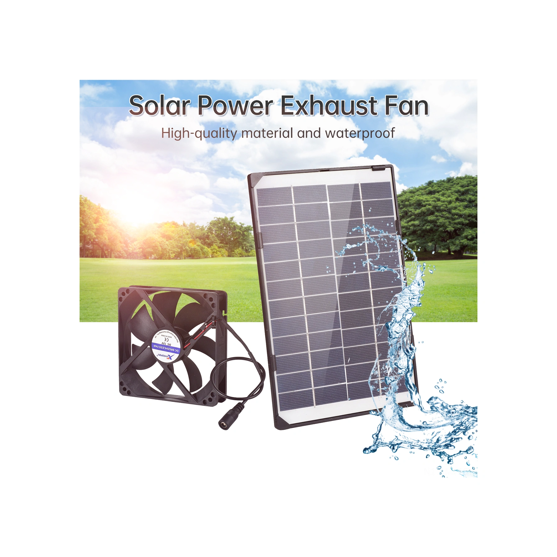 Moveevo 12v 6w Güneş Enerjili Evcil Hayvan Soğutma Fanı, 3 Metre Kablolu, 87.18 Cfm Hava Akışı