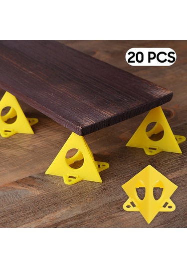 Qingmipy Plastik Triangular Boya Ayakları, Ahşap İşleri Ve Dekorasyon Projeleri İçin Sabit Taşıma, 20 Adet Sarı Renkli Stoklanabilir Destek Aparatı