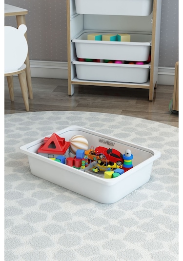 Montessori Oyuncak Dolabı Kutusu Saklama Kutusu Çocuklar İçin Aktivite Kutusu 2 Adet Beyaz Beyaz