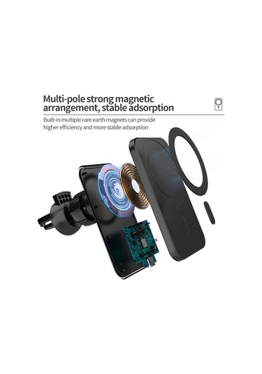 Sones N16 10w Araba Hava Çıkışı + Vantuz Magsafe Manyetik Telefon Evrensel Kablosuz Şarj Cihazı Mobil Tutucu Turuncu