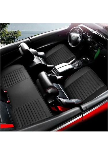 Teknomndr00266 Su Geçirmez Ön Arka Araba Koltuk Minder Deri Siyah Oto Koltuk Minderi 3'lü Oturak Örtüsü