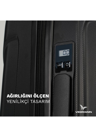 Vegmann Tartılı Scavel Siyah Orta Boy Valiz Siyah