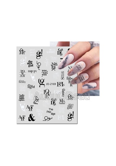 3d Nail Art Kaydırıcılar Çıkartmalar Geometrik Çizgiler İngilizce Kelimeler Siyah Harfler Mermer Çıkartmaları Tırnak Dekorasyon Manikür Için Altın Folyo Chına