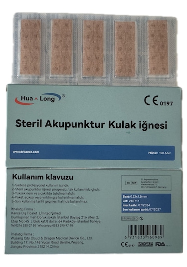 Akupunktur Kulak İğnesi Bantlı 0.22x1.5mm 10 Kutu 1000 Adet