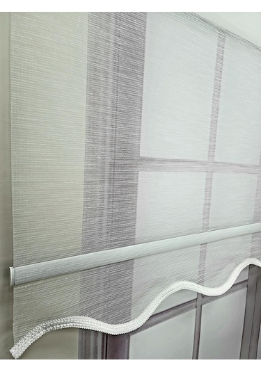 Bbb Keten Kumaş Çift Mekanizmalı Tül Stor Perde Ekru Renk Tsk3002