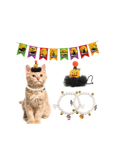 Hangfox Kedi万圣cosplay Kostüm Seti - Avrupa Stili Korkunç Sevimli Dekoratif Kıyafetler - Felt Malzeme - Tema Parti Fotoğraf Çekimleri İçin