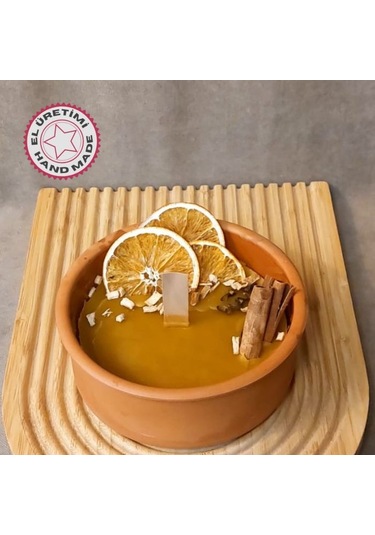 Uretti - Ayşe 7362 2105 El Yapımı Toprak Kasede Bal Mumu Turuncu